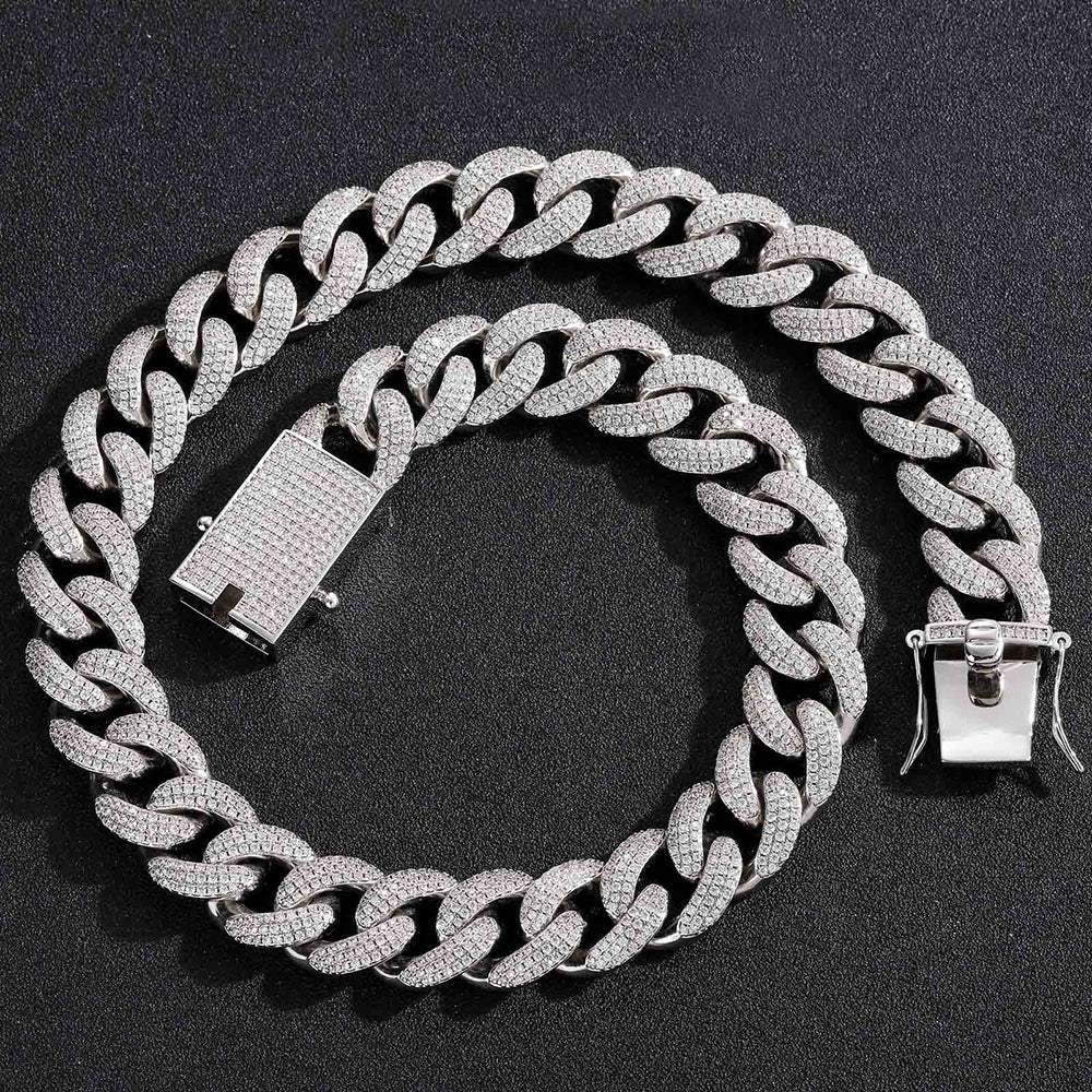 Moissanite 18mm Iced Out Cuban Link Chain