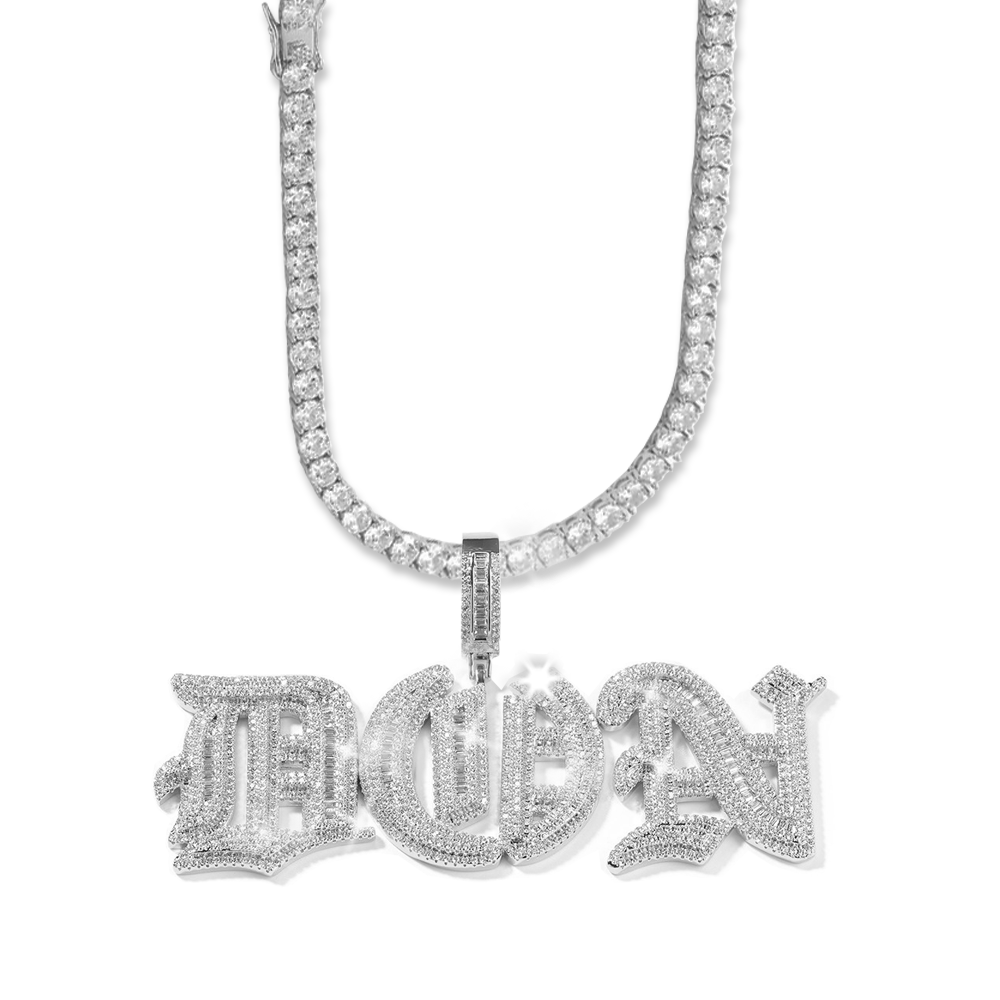 Moissanite Custom old English Initial necklace