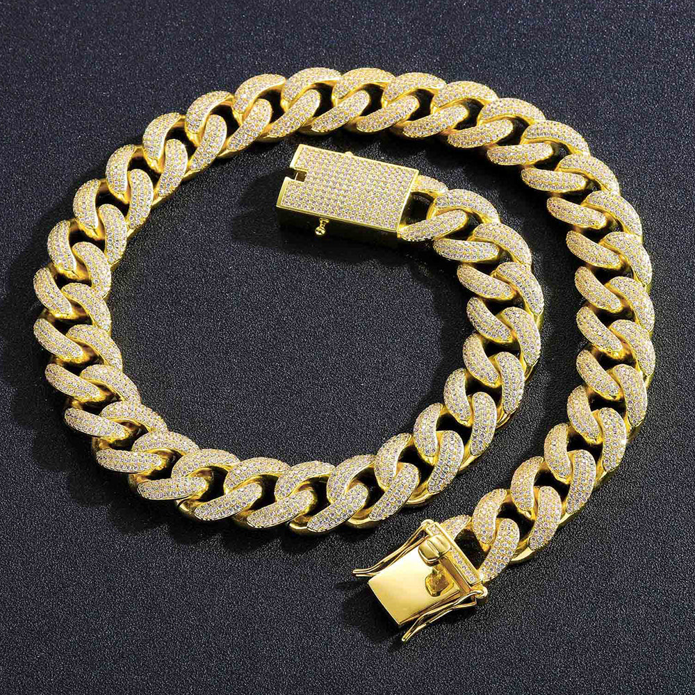 Moissanite 18mm Iced Out Cuban Link Chain
