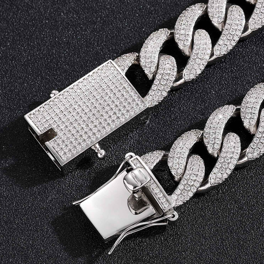 Moissanite 18mm Iced Out Cuban Link Chain
