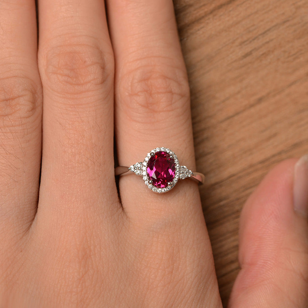 Anel de casamento para mulheres em prata esterlina rosa gemstone