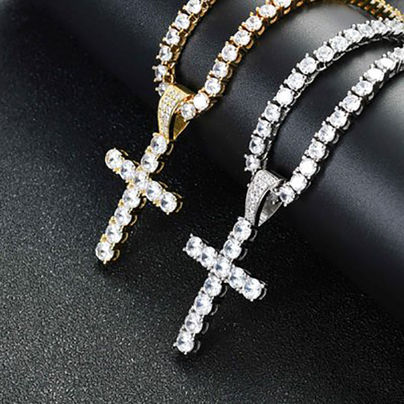 Iced Out Cross Pendant Necklace