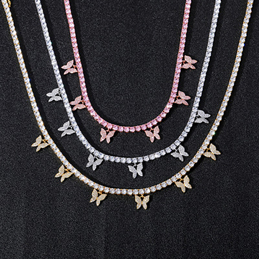 Moissanite Iced Out Butterfly Tennis Chain