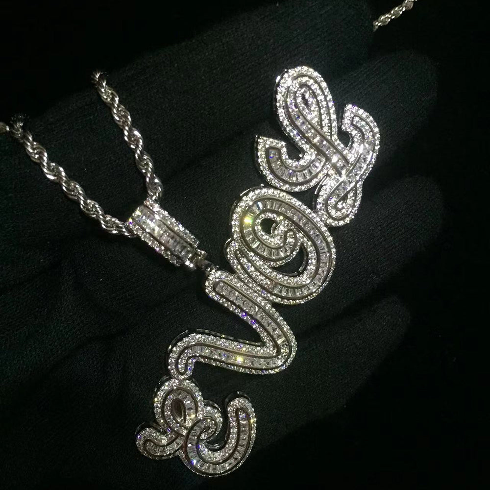 Moissanite Iced out custom name necklace