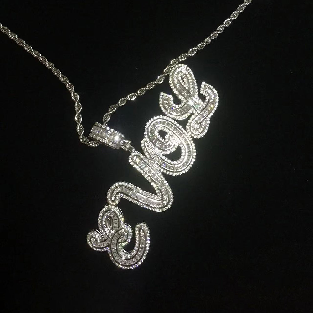 Moissanite Iced out custom name necklace
