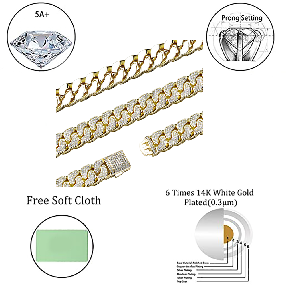 Moissanite 14mm Iced Out Cuban Link Chain For Men