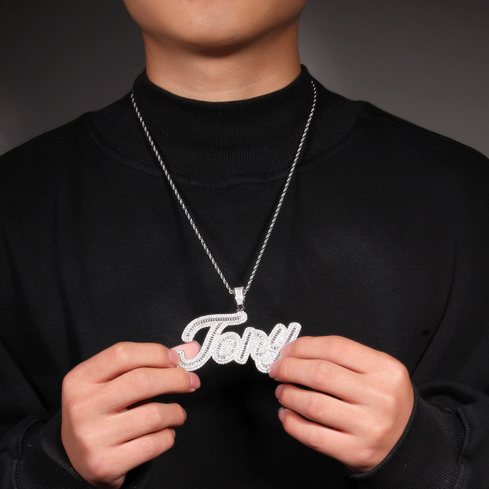 Moissanite Iced out custom name necklace