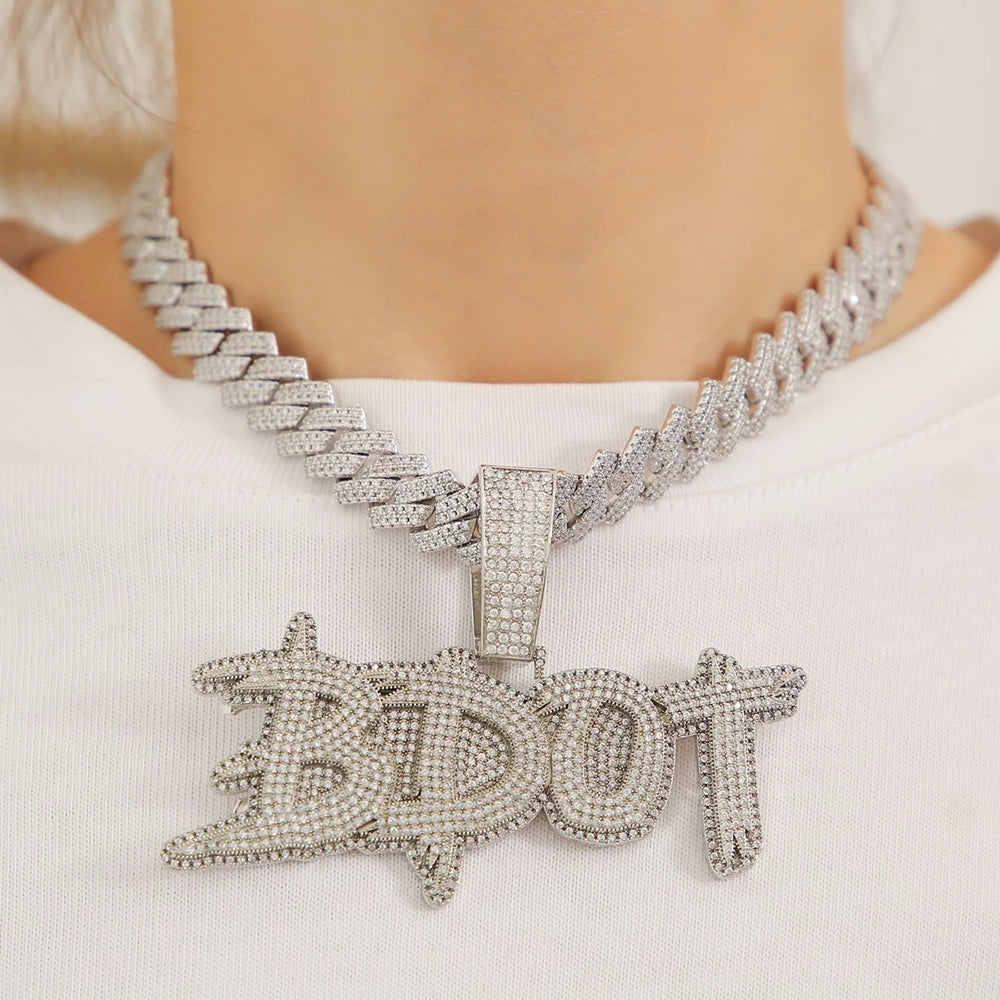 Moissanite Iced out custom name necklace