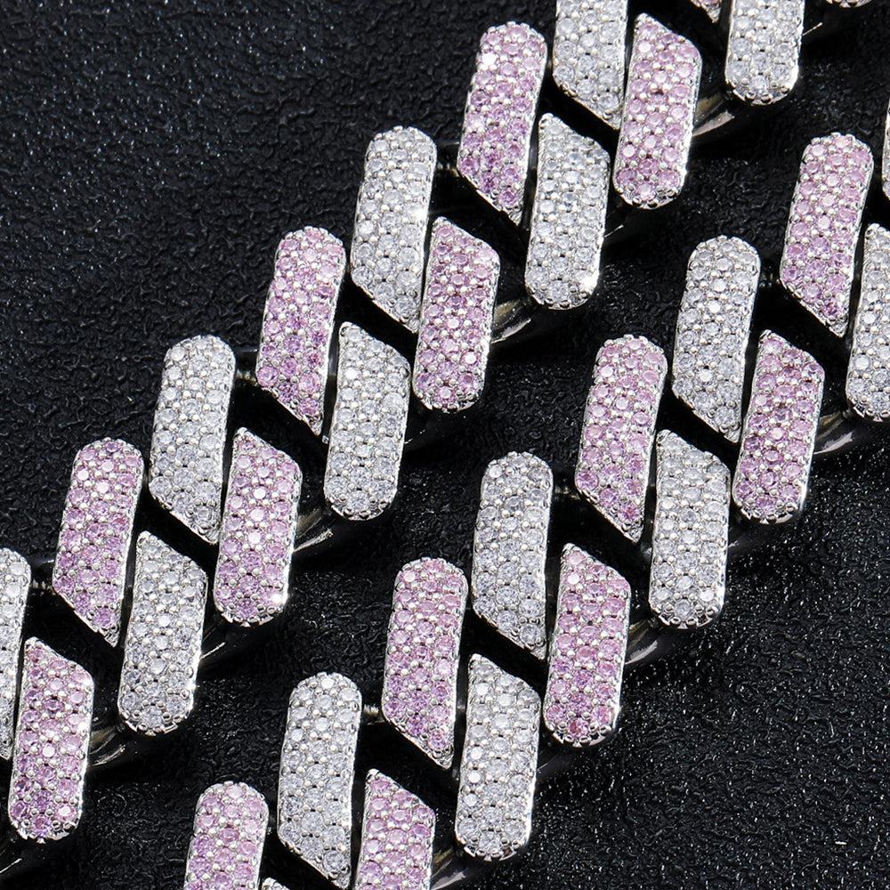 Moissanite Two Toned Blingbling Iced Out Cuban Link Chain