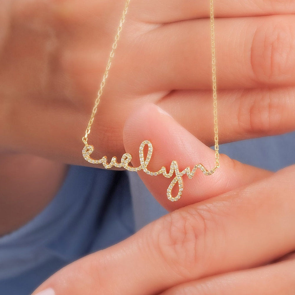 Moissanite mini Iced Out Custom name necklace for women