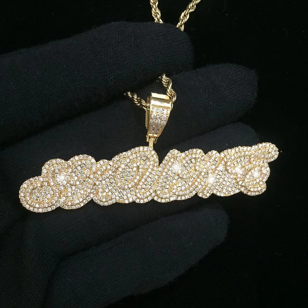 Moissanite Custom cursive script name necklace
