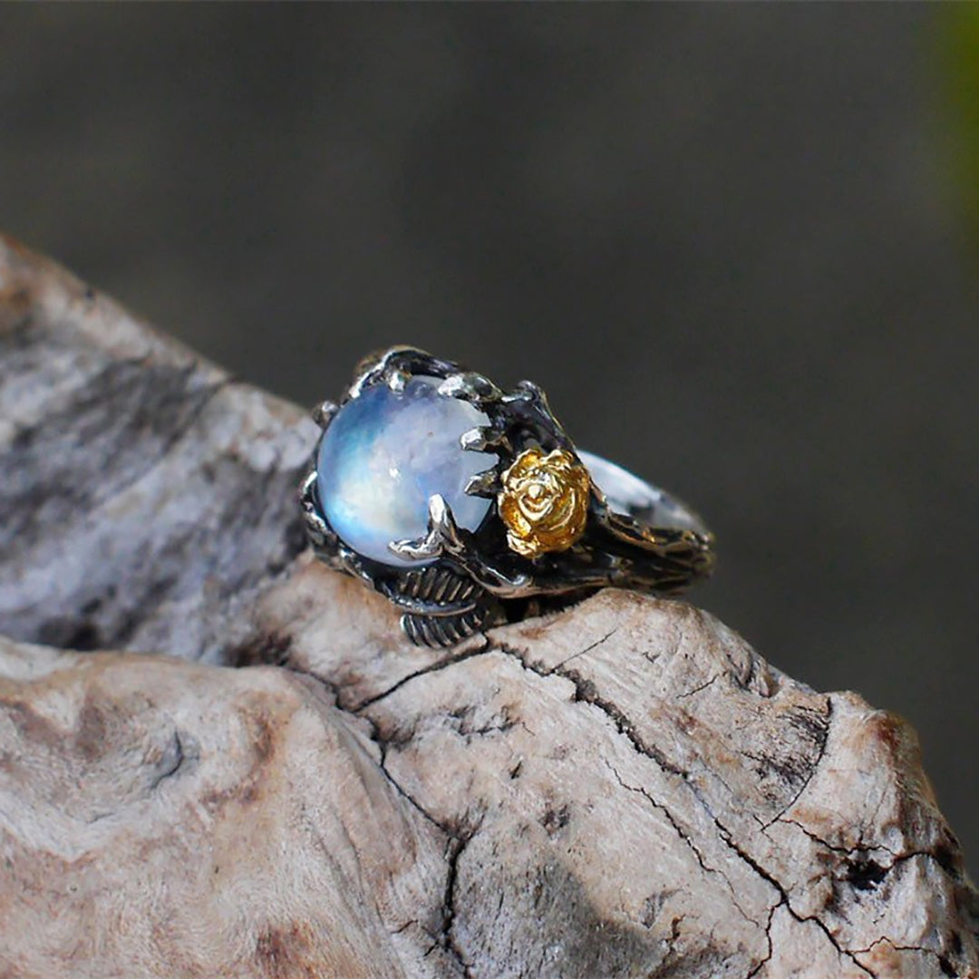 Anel de casamento gótico de pedra preciosa de prata joias exclusivas criativas para mulheres