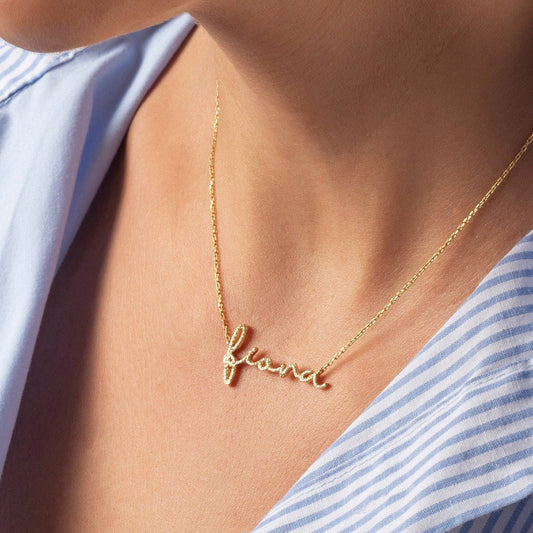 Moissanite mini Iced Out Custom name necklace for women