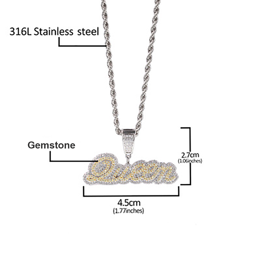 Moissanite Custom cursive script name necklace