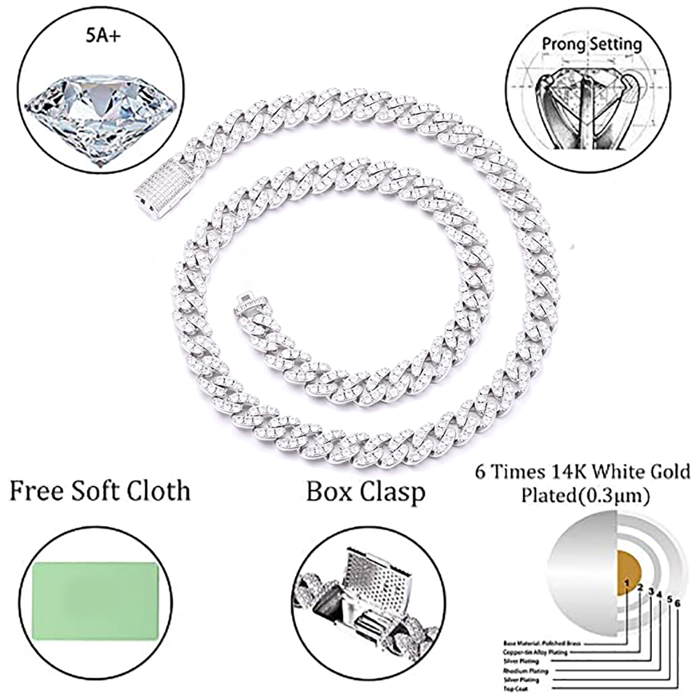 Moissanite 6mm Iced Out Mini cuban link chain for women