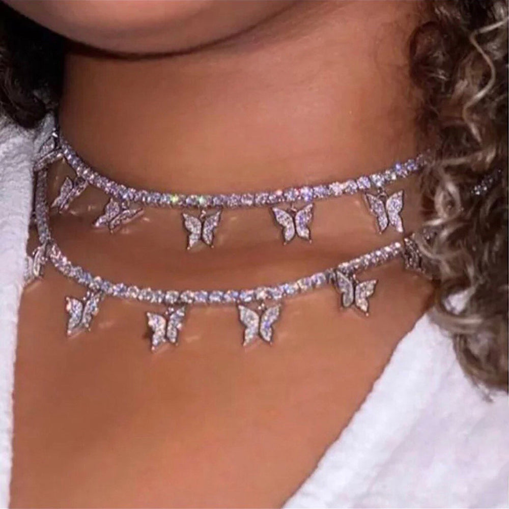 Moissanite Iced Out Butterfly Tennis Chain