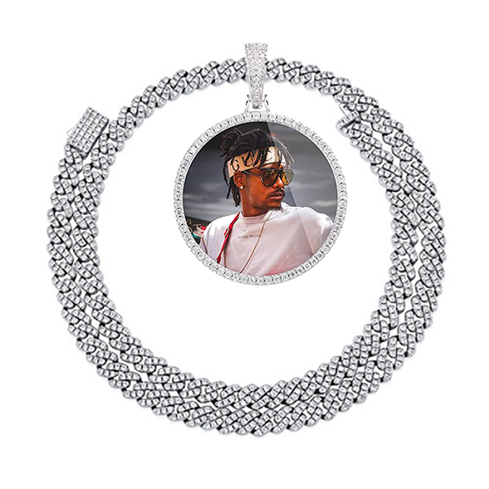 Moissanite Iced out custom picture pendant necklace