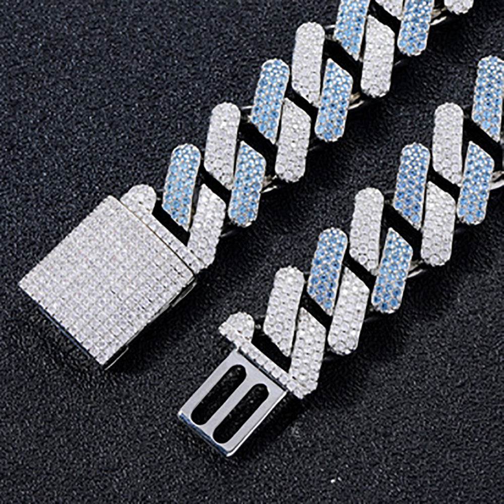 Moissanite Two Toned Blingbling Iced Out Cuban Link Chain