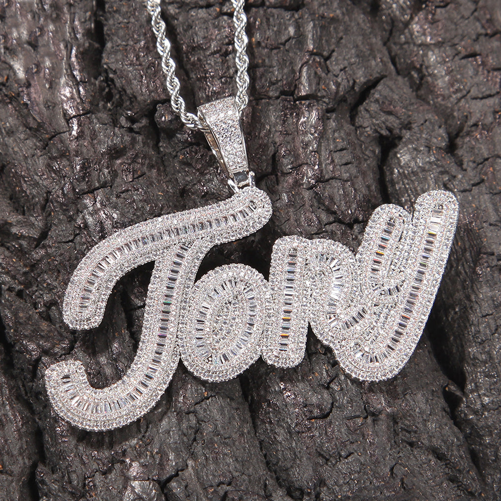 Moissanite Iced out custom name necklace
