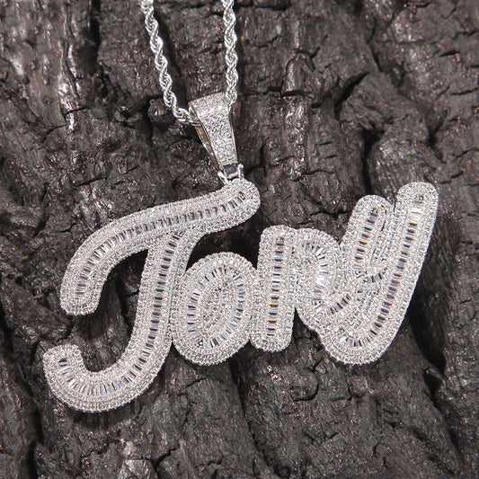 Moissanite Iced out custom name necklace