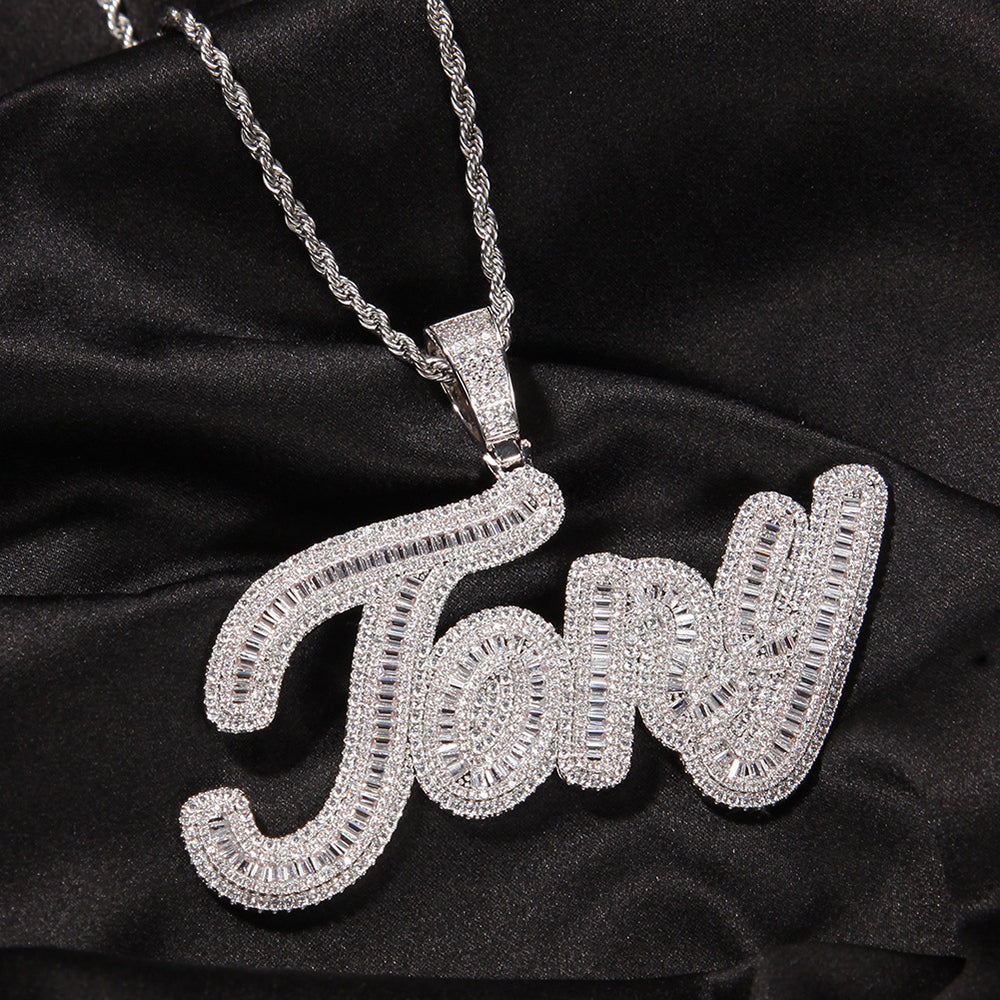 Moissanite Iced out custom name necklace