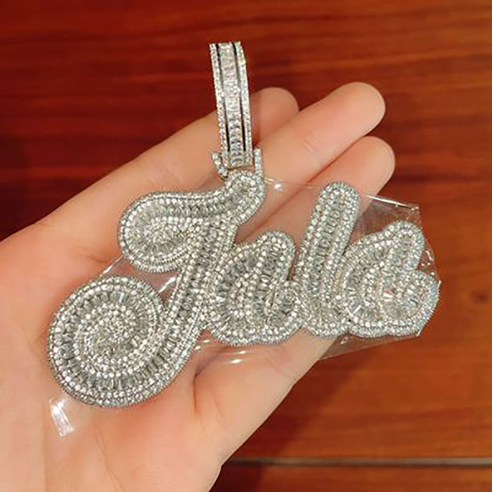Moissanite Iced out custom name necklace