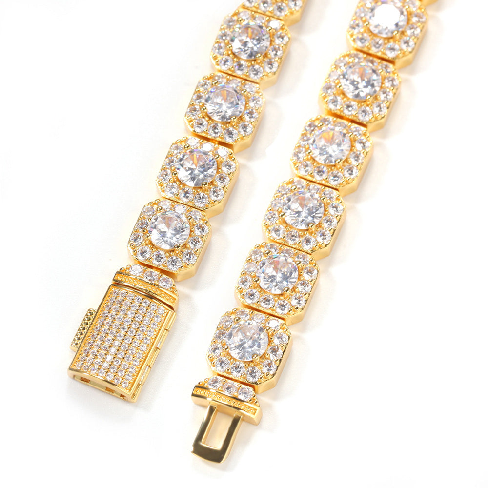 Moissanite Iced Out 12mm Cuban Link Chain Bracelet