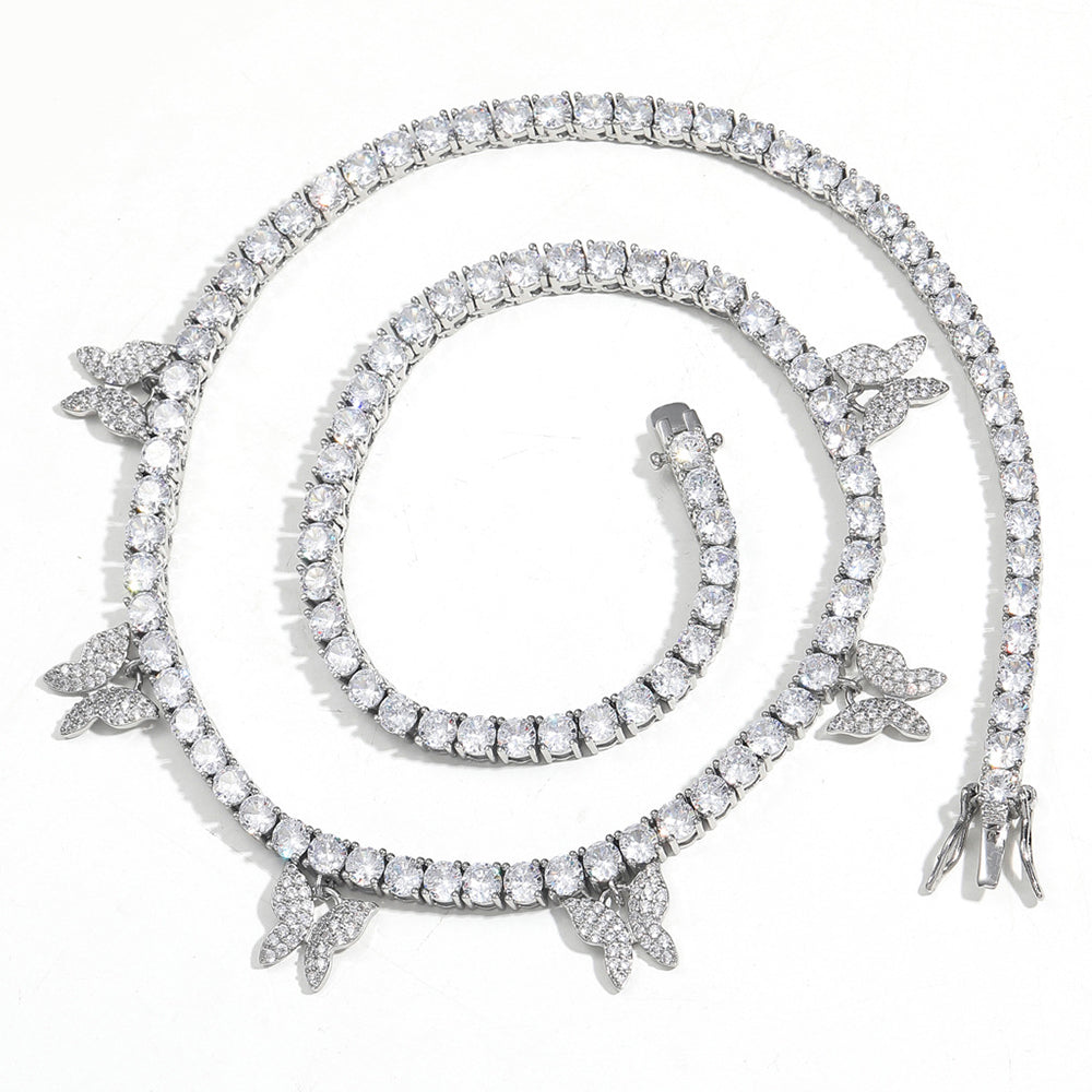 Moissanite Iced Out Butterfly Tennis Chain