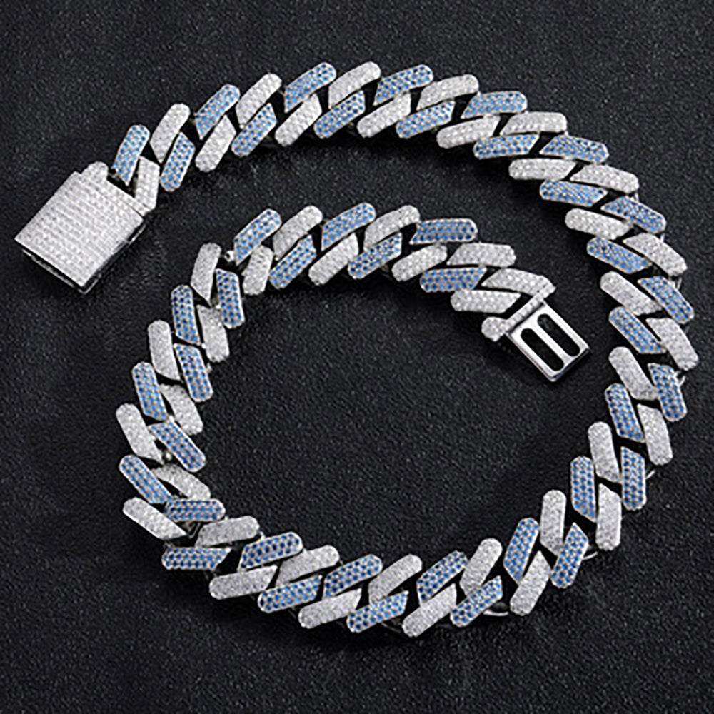 Moissanite Two Toned Blingbling Iced Out Cuban Link Chain