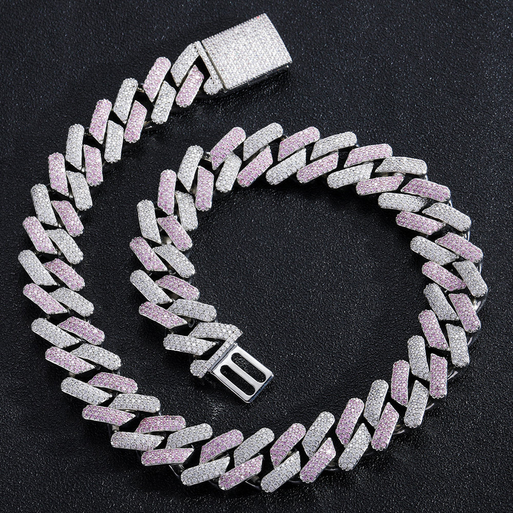 Moissanite Two Toned Blingbling Iced Out Cuban Link Chain