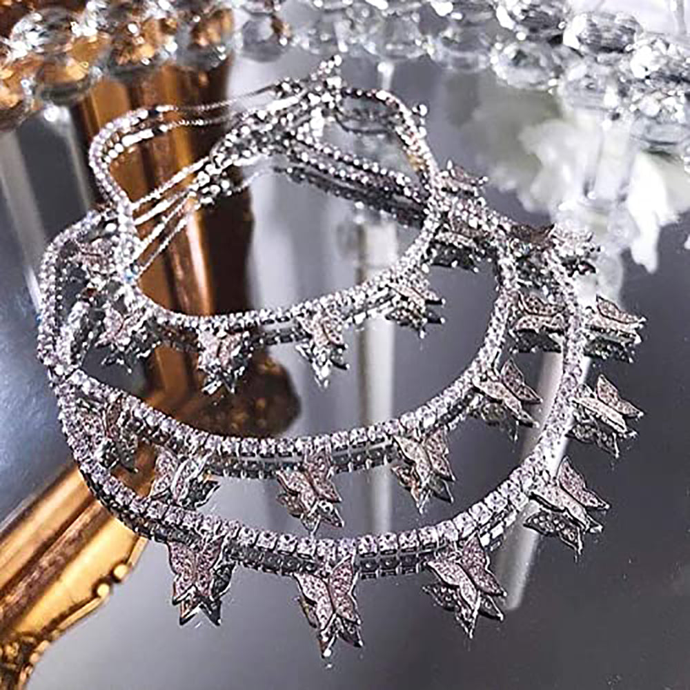 Moissanite Iced out Butterfly Tennis Chain Necklace