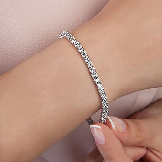 Moissanite Iced out 4mm Tennis Bracelet Size 6.5-7.5 Inch