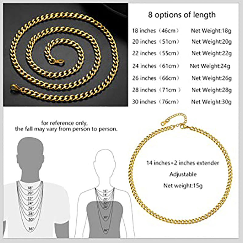 Stainless Steel Cuban Chain Necklace
