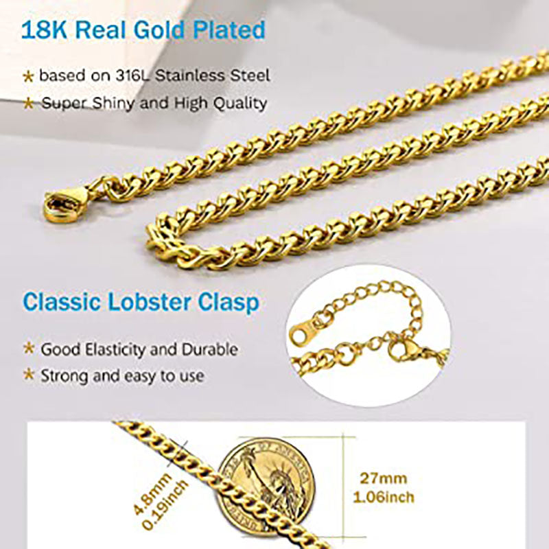 Stainless Steel Cuban Chain Necklace