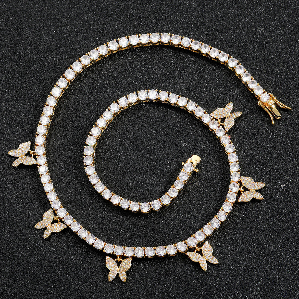 Moissanite Iced Out Butterfly Tennis Chain