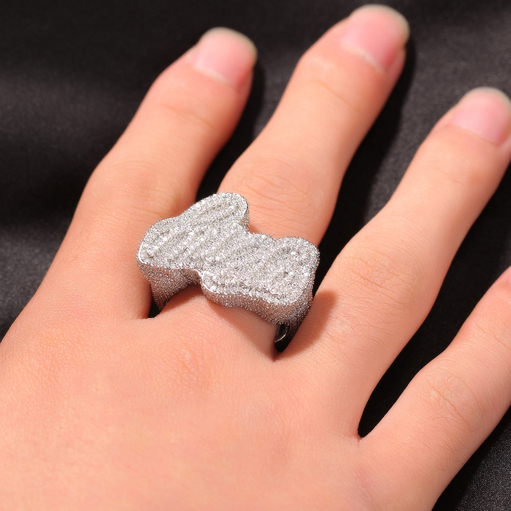 Moissanite Custom Letter Iced Out Ring