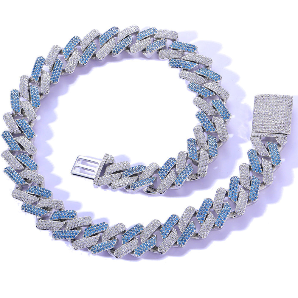 Moissanite Two Toned Blingbling Iced Out Cuban Link Chain