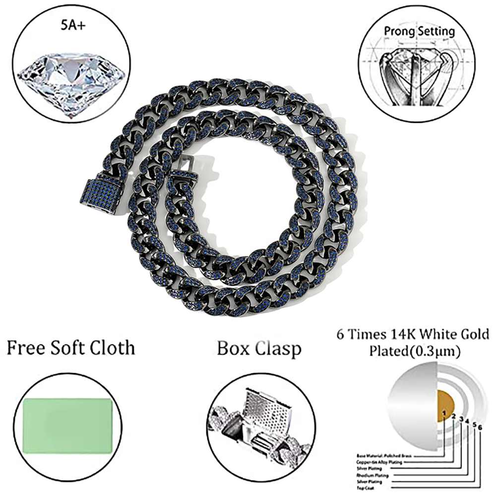 Moissanite Iced Out Black Cuban Link Chain