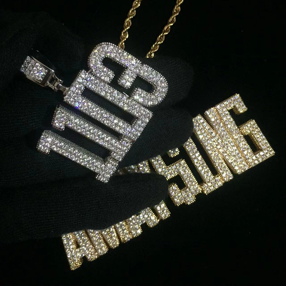 Moissanite Iced out custom name necklace