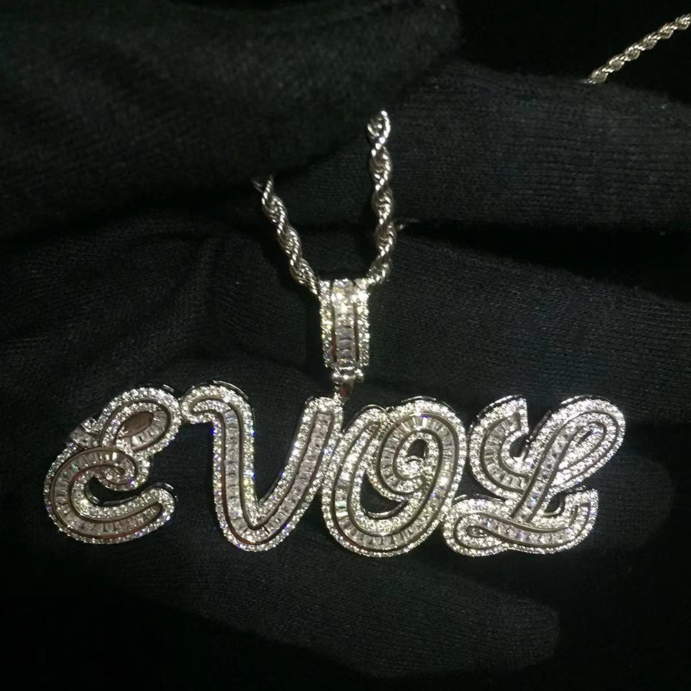 Moissanite Iced out custom name necklace