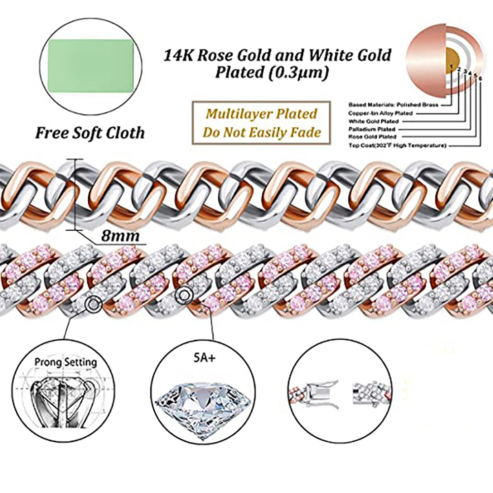 Moissanite 8mm Iced Out Cuban Link Chain For Women