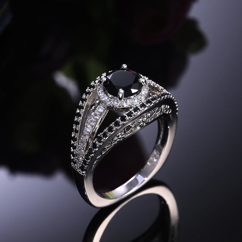Black Stone Ring “Eye” Shape For Women