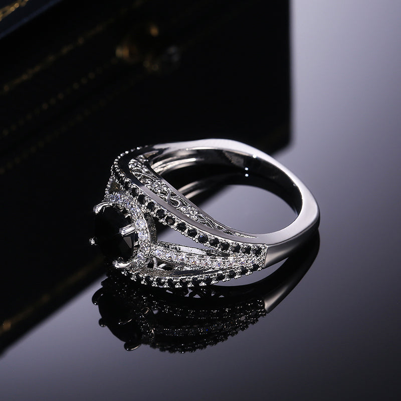 Black Stone Ring “Eye” Shape For Women