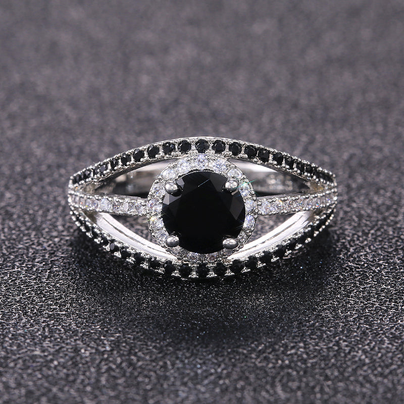 Black Stone Ring “Eye” Shape For Women