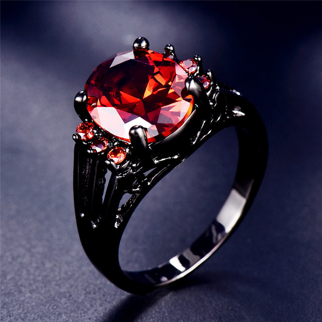 Sterling Silver Red/Purple Gemstone Ring For Women Gothic Wedding Ring