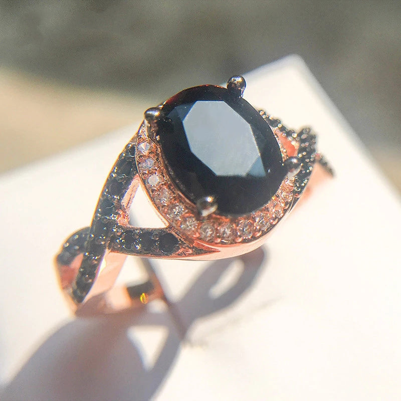 Big Oval Stone Rings For Women Rose Gold Gift For Mother ,Wife or Girlfriend