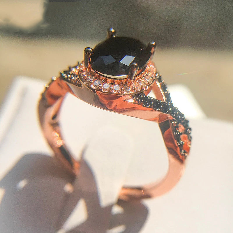Big Oval Stone Rings For Women Rose Gold Gift For Mother ,Wife or Girlfriend