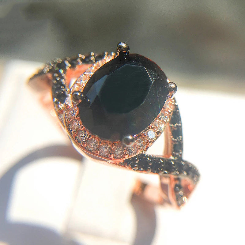 Big Oval Stone Rings For Women Rose Gold Gift For Mother ,Wife or Girlfriend