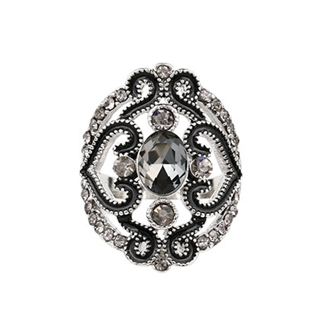 Sterling Silver Hollow Gemstone Gothic Engagement Ring For Women