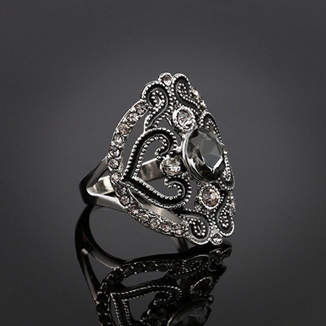 Sterling Silver Hollow Gemstone Gothic Engagement Ring For Women